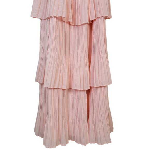 Tiered Off Shoulder Midi Dress Women Small 4 6 Formal Party Pink Spring Summer S - Picture 11 of 13